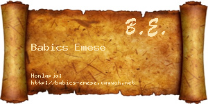 Babics Emese névjegykártya