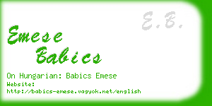 emese babics business card